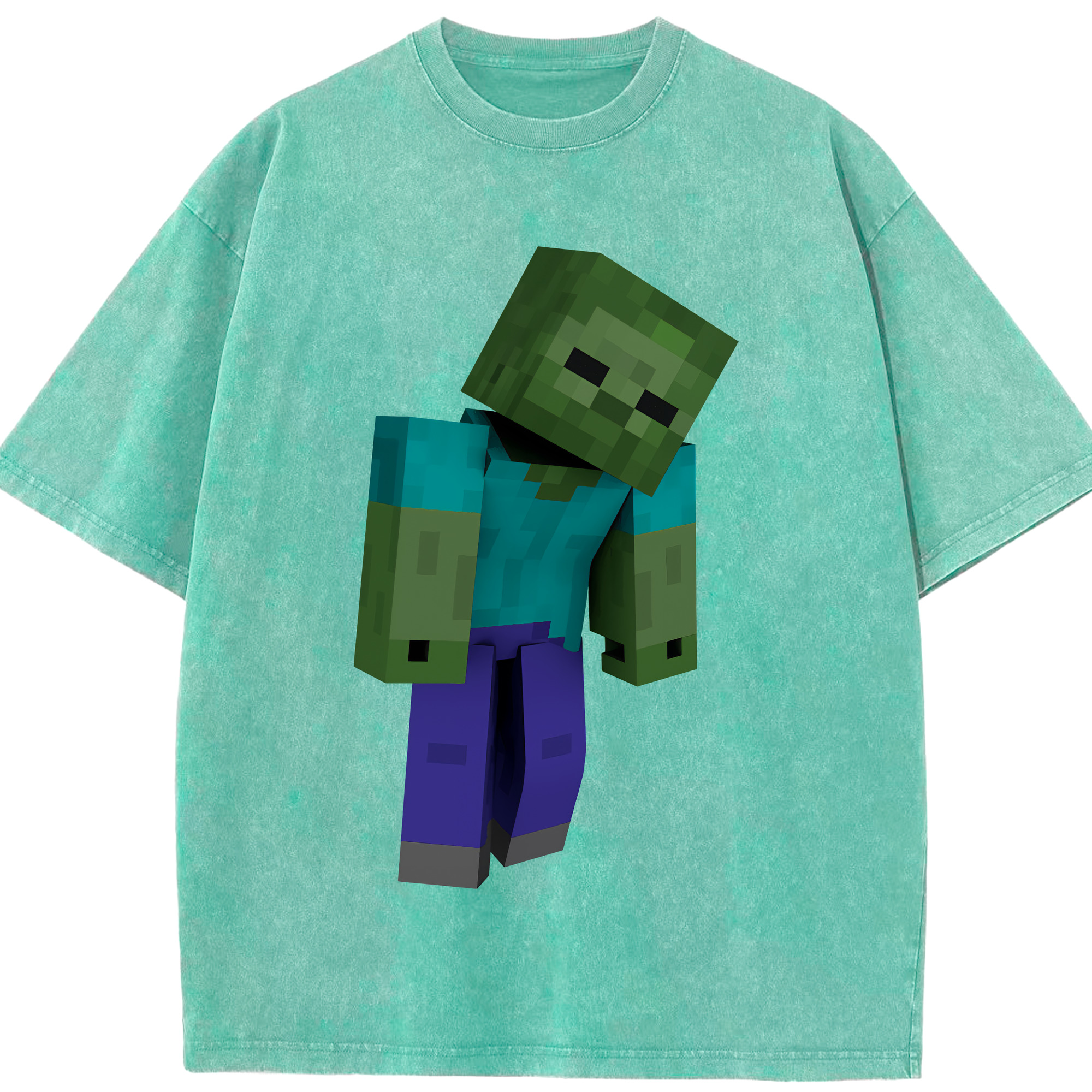 （画像用） マインクラフト ブロックの世界 Minecraft MC Block world 綿100% ヴィンテージ風 半袖Tシャツ（フロントプリント）
